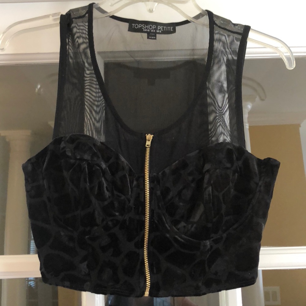 Topshop Petite |  Velvet Animal Print Crop Top